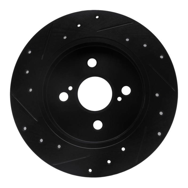 Toyota Yaris Brake Rotor (1) - Rear Right - R1 Concepts - Drilled & Slotted - Black - `12-`18